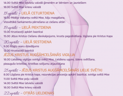 Lieldienu dievkalpojumu kārtība 2019